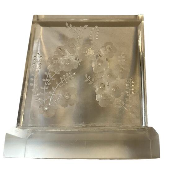 Vintage MCM Midcentury Modern Glass Lucite Flowers Book End Bookend Cottagecore - Picture 3 of 7